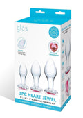 Gläs Heart Jewel Glass Anal Training Set (3 Piece)
