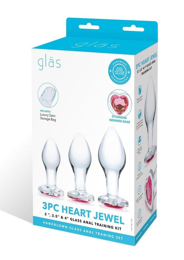 Gläs Heart Jewel Glass Anal Training Set (3 Piece)