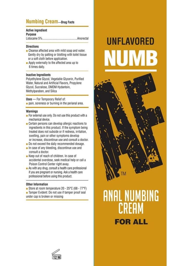 Numb AF Anal Desensitizer Unflavored 10ml (65 per Bowl)