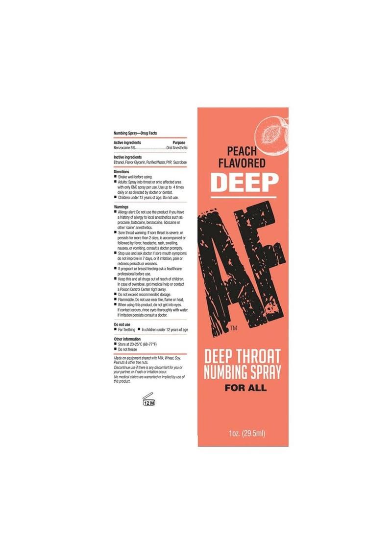 Deep AF Deep Throat Numbing Spray 1oz - Peach