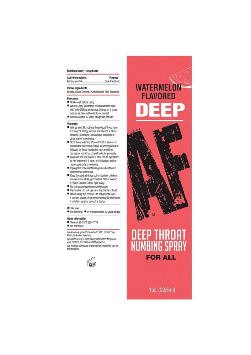 Deep AF Deep Throat Numbing Spray 1oz - Watermelon