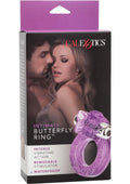 Couple's Enhancers Intimate Butterfly Ring Vibrating Cock Ring with Clitoral Stimulation - Purple