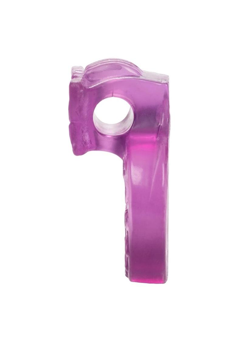 Couple's Enhancers Intimate Butterfly Ring Vibrating Cock Ring with Clitoral Stimulation - Purple