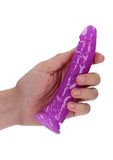 RealRock Slim Glow in the Dark Dildo with Suction Cup 6in - Purple