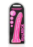 RealRock Slim Glow in the Dark Dildo with Suction Cup 8in - Pink