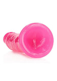 RealRock Slim Glow in the Dark Dildo with Suction Cup 8in - Pink