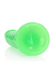 RealRock Slim Glow in the Dark Dildo with Suction Cup 9in - Green