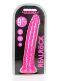 RealRock Slim Glow in the Dark Dildo with Suction Cup 9in - Pink