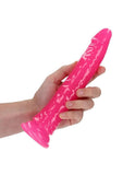 RealRock Slim Glow in the Dark Dildo with Suction Cup 9in - Pink