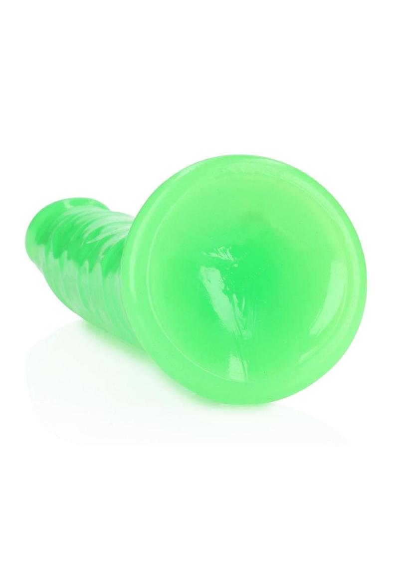 RealRock Slim Glow in the Dark Dildo with Suction Cup 10in - Green