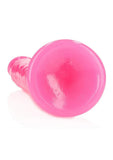 RealRock Slim Glow in the Dark Dildo with Suction Cup 11in - Pink