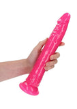 RealRock Slim Glow in the Dark Dildo with Suction Cup 11in - Pink