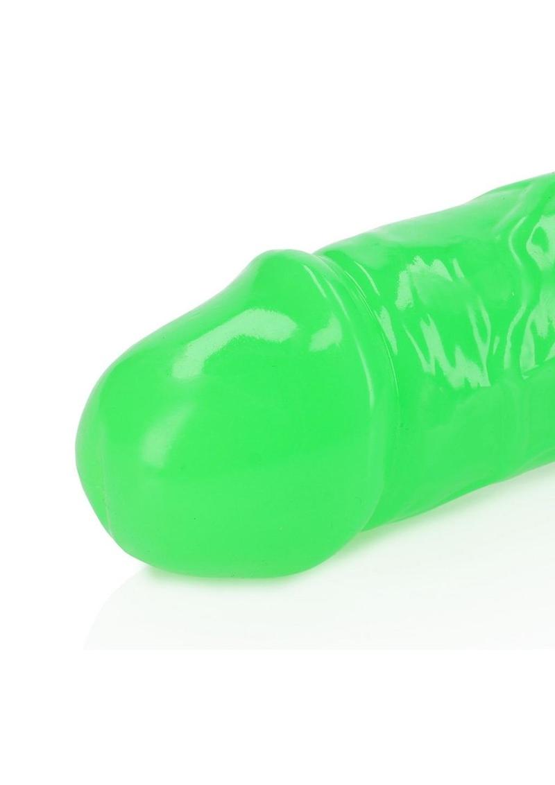 RealRock Double Dong Glow in the Dark Dildo 15in - Green