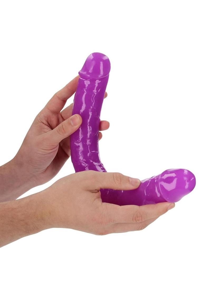RealRock Double Dong Glow in the Dark Dildo 15in - Purple