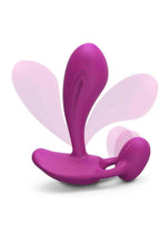 Witty Rechargeable Silicone Vibrator with Clitoral Stimulator - Sweet Orchid Magenta