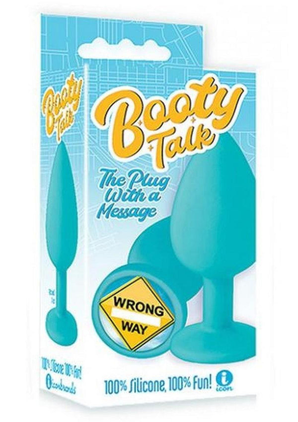 The 9's - Booty Talk Silicone Butt Plug Wrong Way - Blue/Yellow