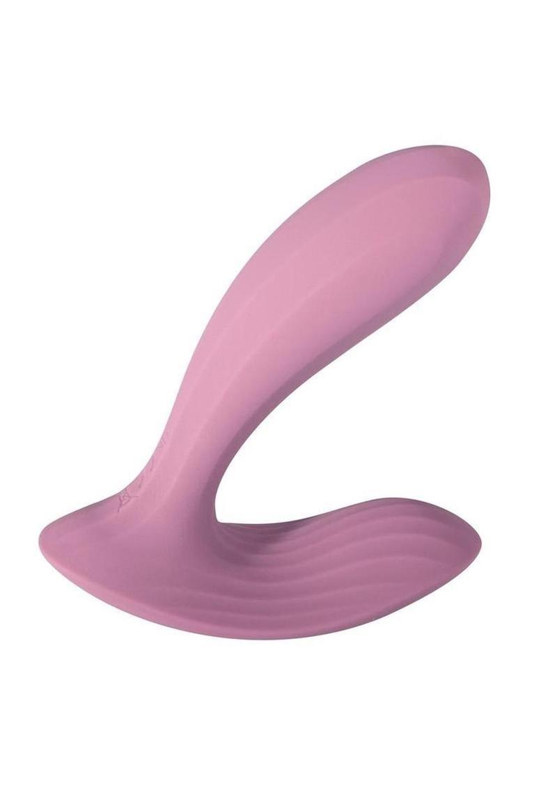 Svakom Erica Rechargeable Silicone App Compatible Dual Vibrator with Clitoral Stimulator and Remote Control - Romantic Rose Pink