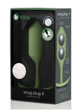 B-Vibe Snug Plug 4 Silicone Weighted Anal Plug - Army Green