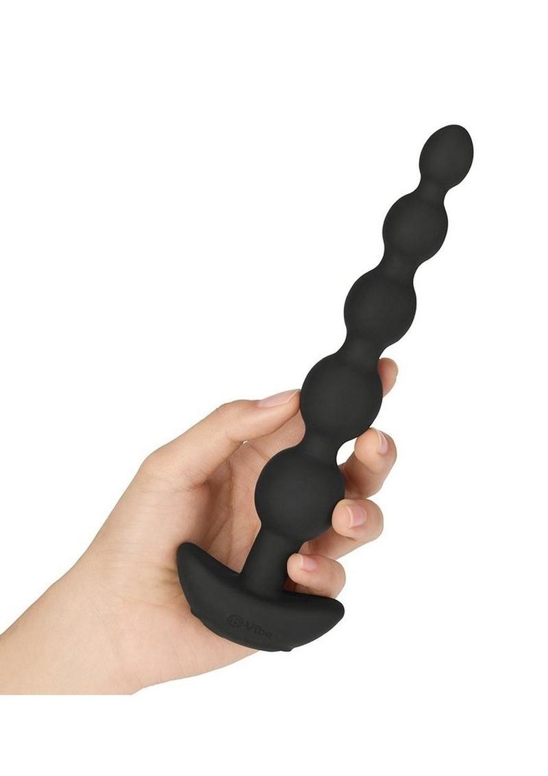 B-Vibe Cinco Rechargeable Silicone Anal Beads with Remote Control - Black