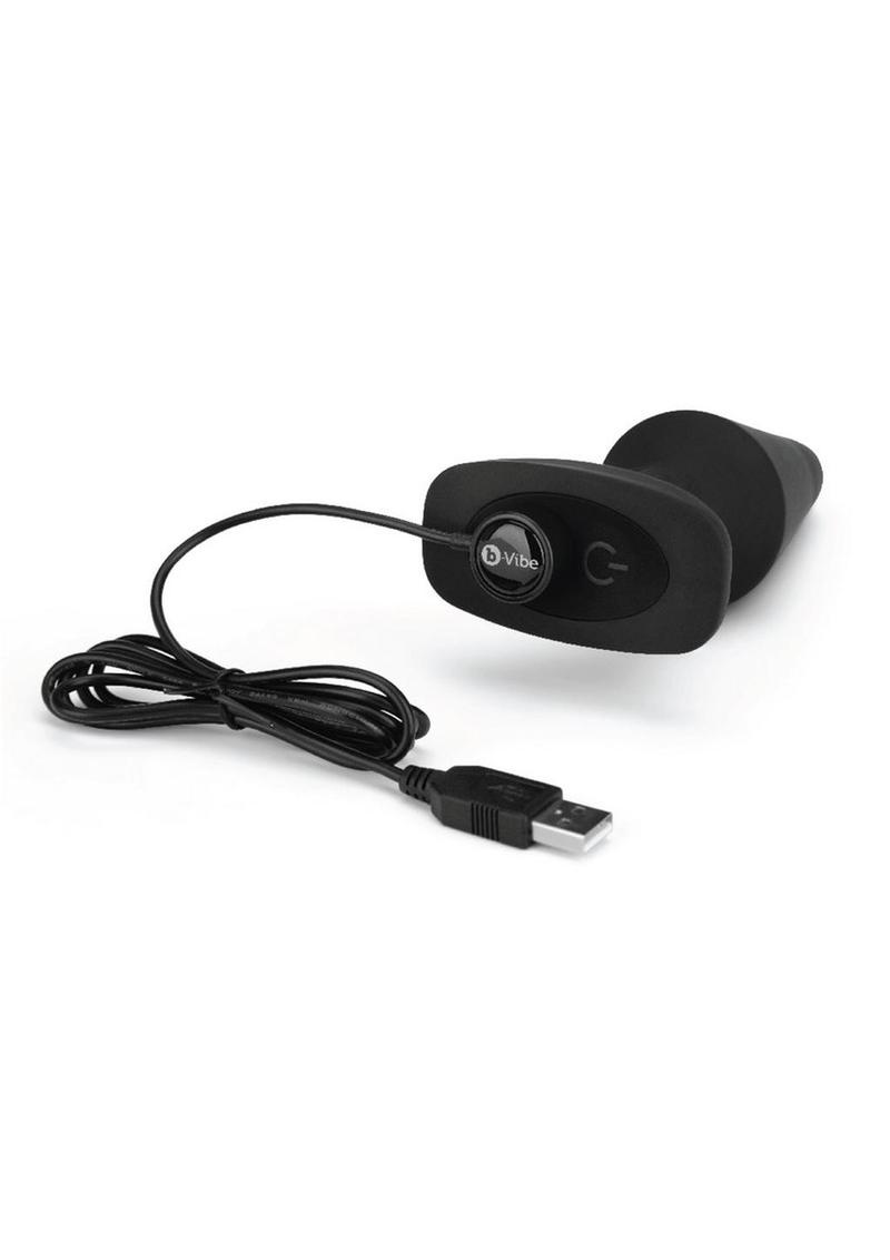 B-Vibe Rimming XL Rechargeable Silicone Anal Plug with Remote Control - XLarge - Black