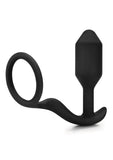 B-Vibe Snug & Tug Silicone Cock Ring with Anal Plug - Black