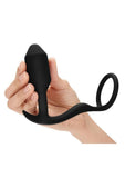 B-Vibe Snug & Tug Silicone Cock Ring with Anal Plug - Black