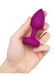 B-Vibe Vibrating Jewel Plug Rechargeable Silicone Anal Plug with Remote Control - Small/Medium - Fuchsia