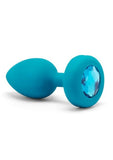 B-Vibe Vibrating Jewel Plug Rechargeable Silicone Anal Plug with Remote Control - Small/Medium - Teal