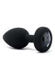 B-Vibe Vibrating Jewel Plug Rechargeable Silicone Anal Plug with Remote Control - Medium/Large - Black