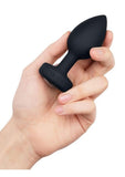 B-Vibe Vibrating Jewel Plug Rechargeable Silicone Anal Plug with Remote Control - Medium/Large - Black