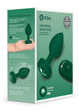 B-Vibe Vibrating Jewel Plug Rechargeable Silicone Anal Plug with Remote Control - Medium/Large - Emerald Green