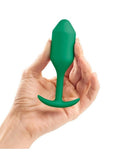 B-Vibe Vibrating Jewel Plug Rechargeable Silicone Anal Plug with Remote Control - Medium/Large - Emerald Green