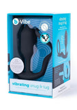 B-Vibe Vibrating Snug & Tug Rechargeable Silicone Cock Ring with Anal Plug - Medium - Black
