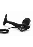 B-Vibe Vibrating Snug & Tug Rechargeable Silicone Cock Ring with Anal Plug - Medium - Black