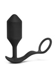 B-Vibe Vibrating Snug & Tug Rechargeable Silicone Cock Ring with Anal Plug - XLarge - Black