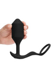 B-Vibe Vibrating Snug & Tug Rechargeable Silicone Cock Ring with Anal Plug - XLarge - Black
