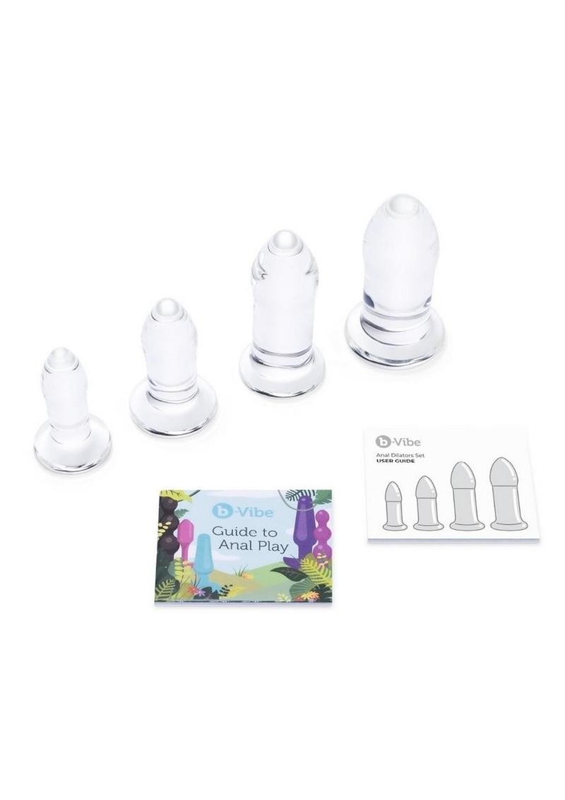B-Vibes Anal Dilators Glass Plug Set (4 per Set) - Clear