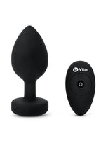 B-Vibe Vibrating Jewel Plug Rechargeable Silicone Anal Plug with Remote Control - XXLarge - Black