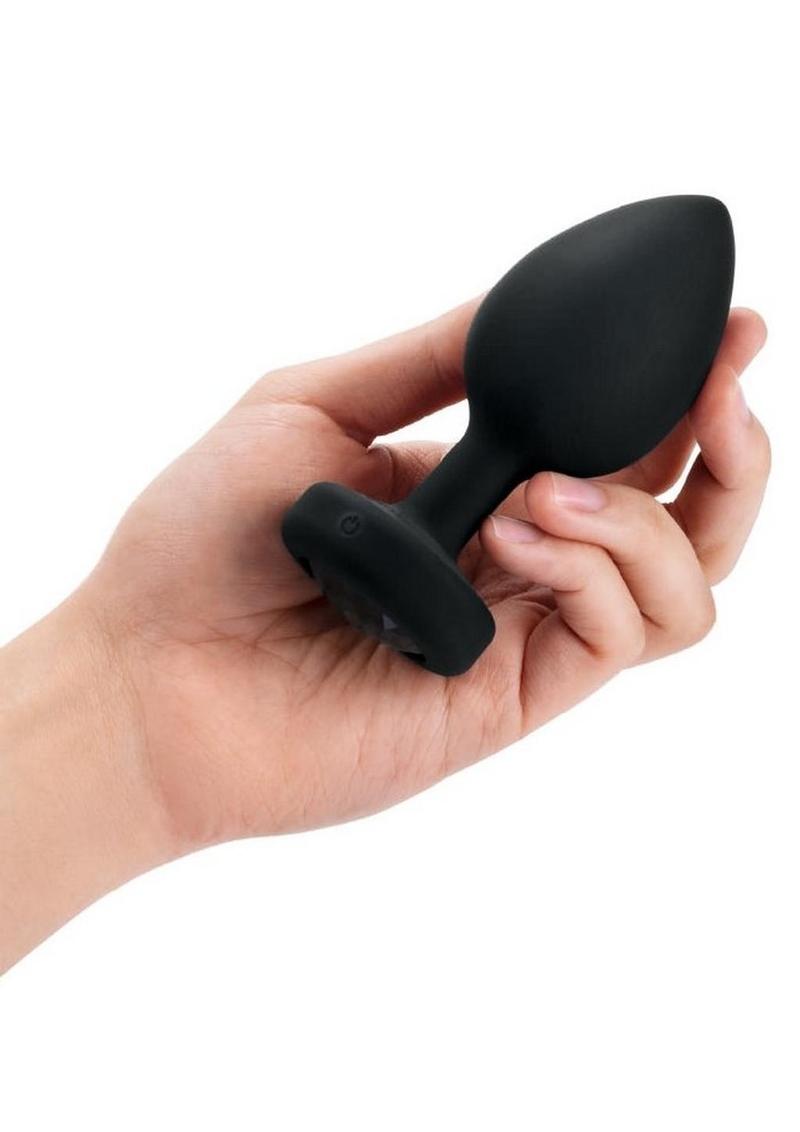 B-Vibe Vibrating Jewel Plug Rechargeable Silicone Anal Plug with Remote Control - XXLarge - Black
