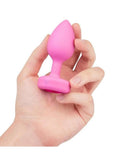 B-Vibe Vibrating Heart Shape Jewel Rechargeable Silicone Anal Plug with Remote Control - Small/Medium - Pink