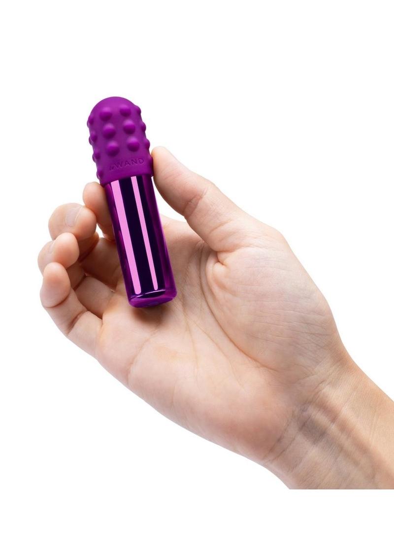 Le Wand Bullet Rechargeable Vibrator with Textured Silicone Sleeve and Ring - Cherry Purple