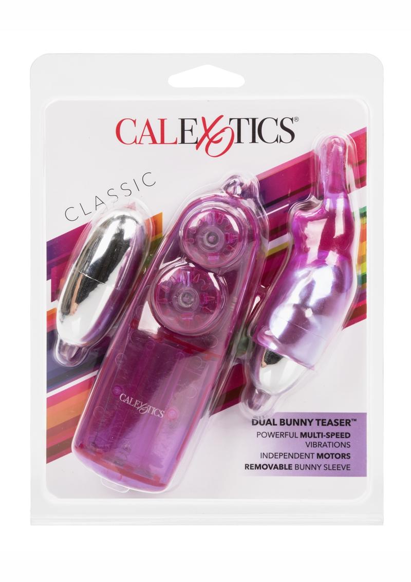 Dual Bunny Teaser Bullet with Wired Remote Control - Purple