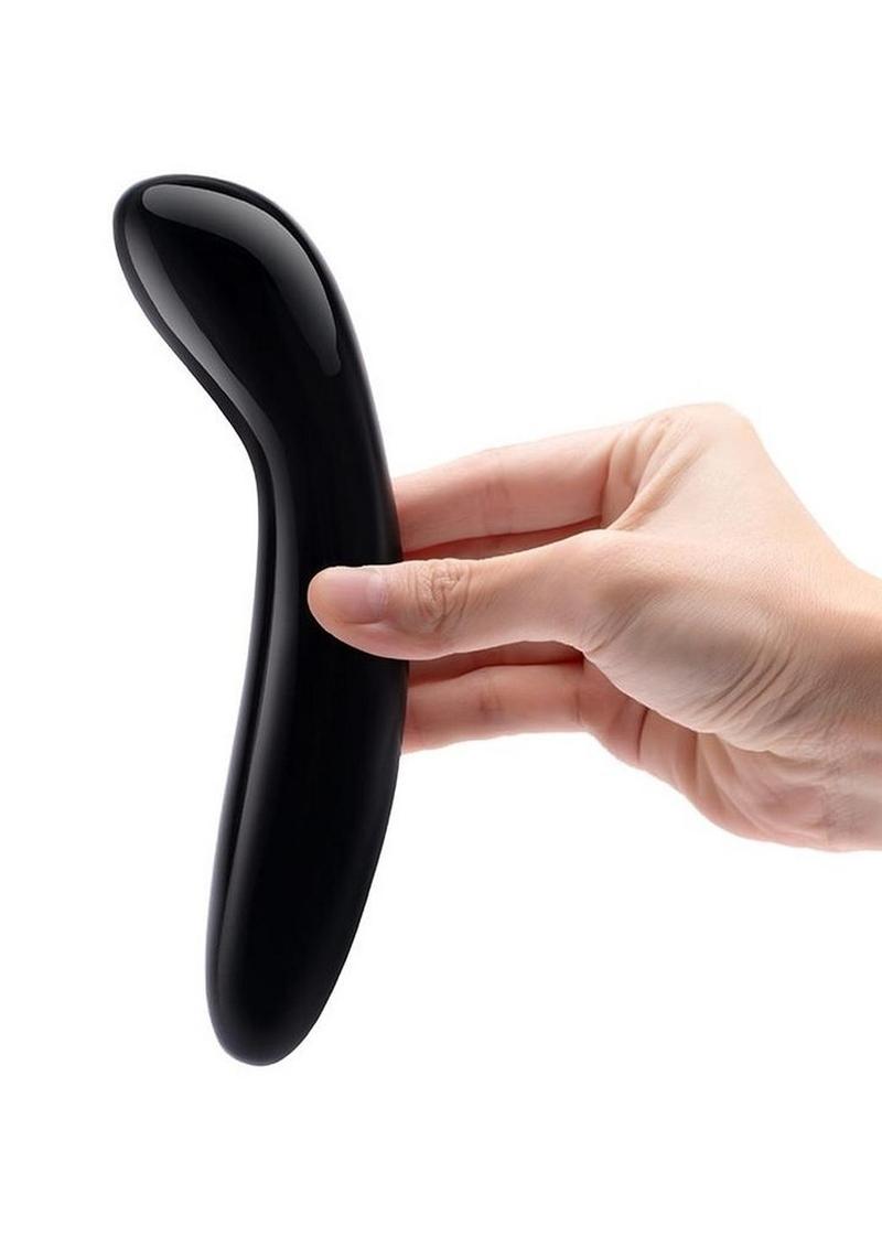 Le Wand Crystal G-Wand Dildo with Silicone Ring - Black Obsidian