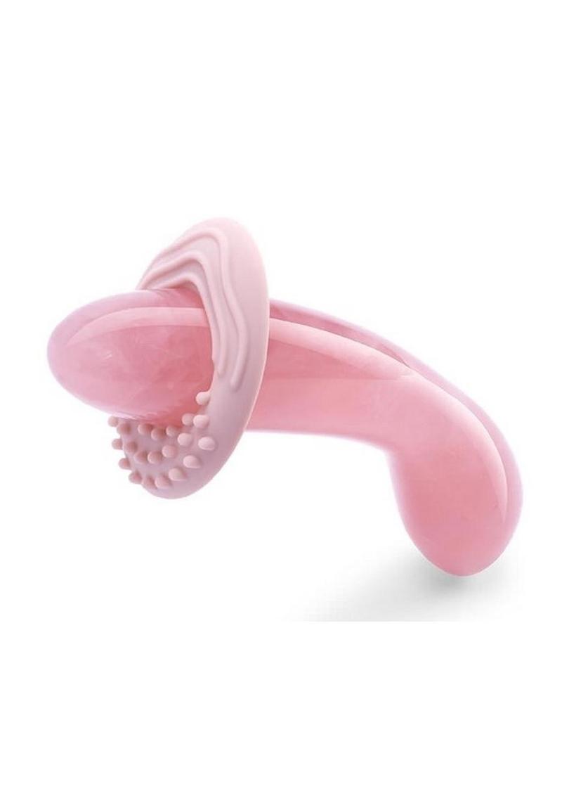 Le Wand Crystal G-Wand Dildo with Silicone Ring - Rose Quartz