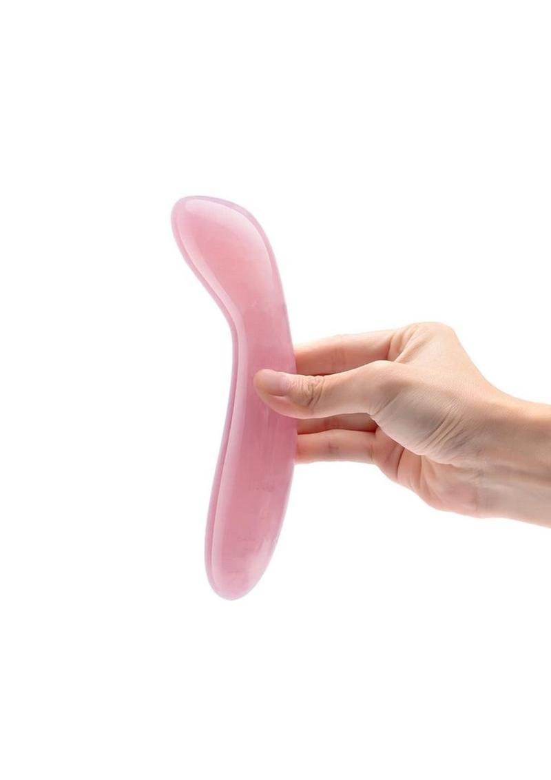 Le Wand Crystal G-Wand Dildo with Silicone Ring - Rose Quartz
