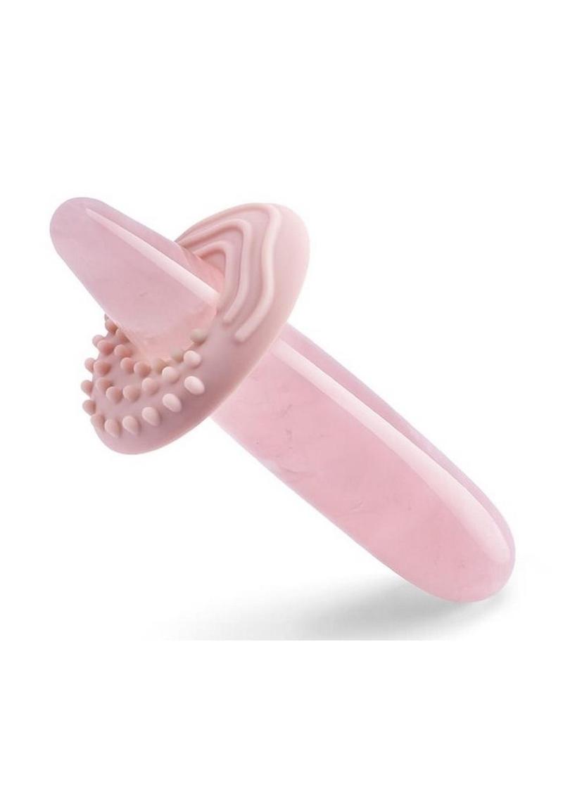 Le Wand Crystal Dildo with Silicone Ring - Rose Quartz