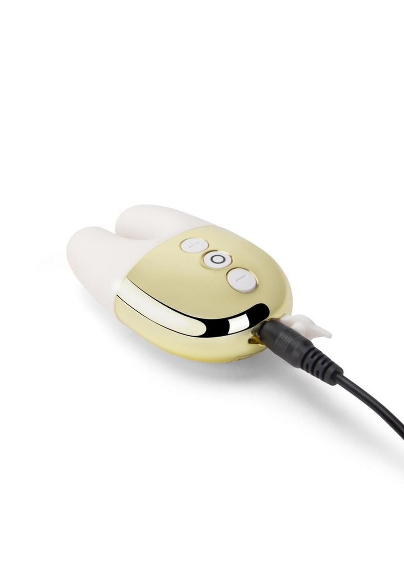 Le Wand Double Vibe Rechargeable Silicone Vibrator - White/Gold