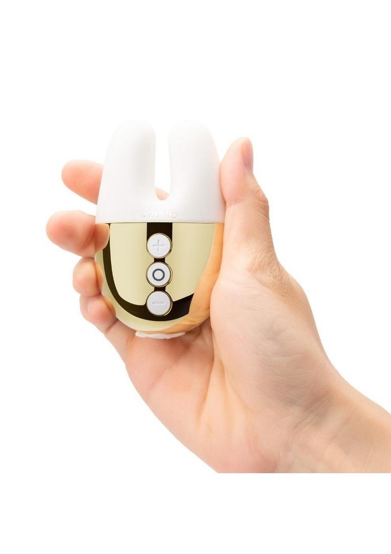 Le Wand Double Vibe Rechargeable Silicone Vibrator - White/Gold
