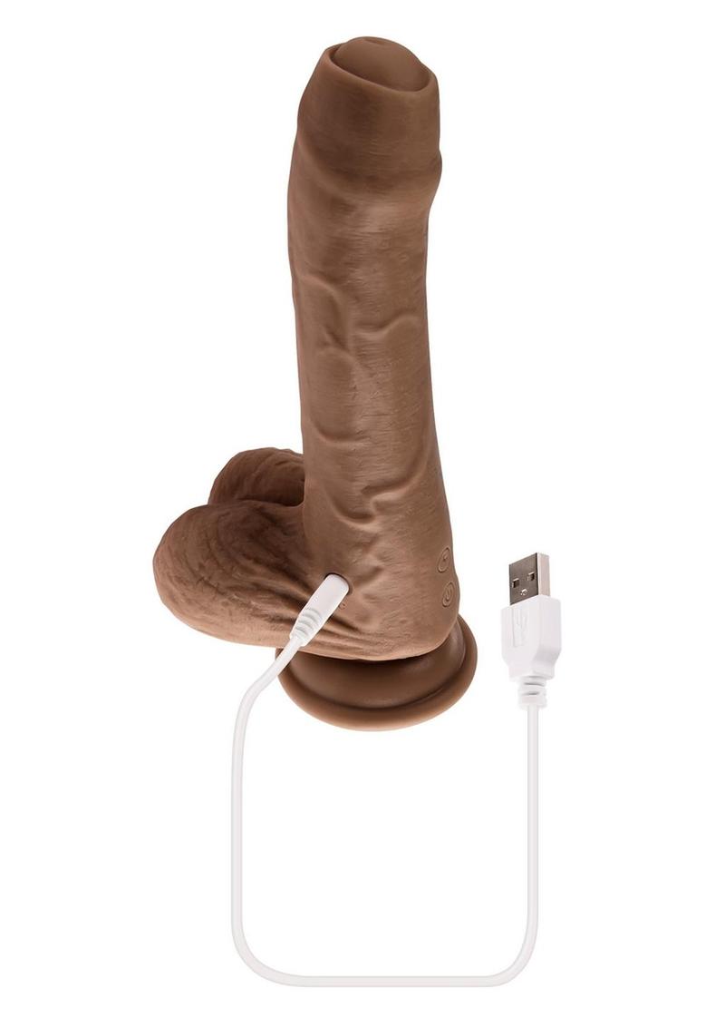 Peek A Boo Vibrating Rechargeable Silicone Dildo - Chocolate