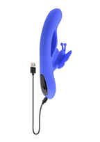 Butterfly Dreams Rechargeable Silicone Rabbit Vibrator - Blue